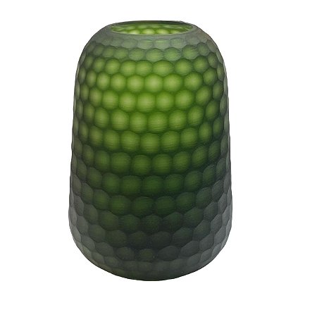 VASO DECORATIVO VIDRO VERDE FOSCO MATELADO 26X18CM
