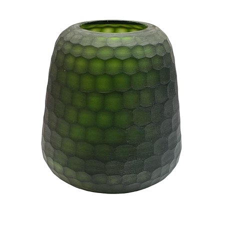 VASO DECORATIBO VIDRO VERDE FOSCO MATELADO 22X20XM