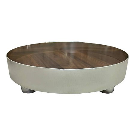 BANDEJA DECORATIVA EM METAL REDONDA ABS GIRATORIA 30CM