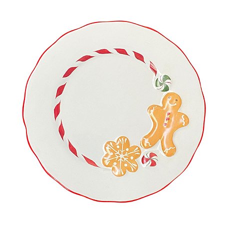 PRATO SOBREMESA CERAMICA GINGERBREAD RELEVO LUIZ SALVADOR