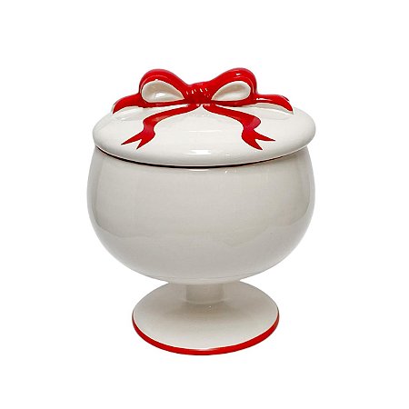 COMPOTEIRA C PE LACO CHARLOTTE CEREJA CERAMICA LUIZ SALVADOR