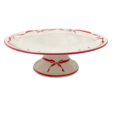 PRATO PARA BOLO CERAMICA C PE CHARLOTTE CEREJA LUIZ SALVADOR