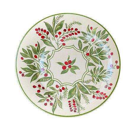 PRATO DE SOBREMESA EM CERAMICA BERRIES OURO LUIZ SALVADOR