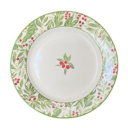 PRATO RASO EM CERAMICA BERRIES OURO LUIZ SALVADOR