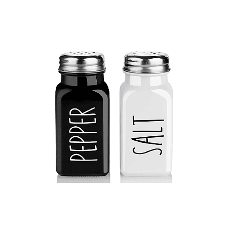 Kit Porta Condimento Salt Pepper em Vidro e Inox