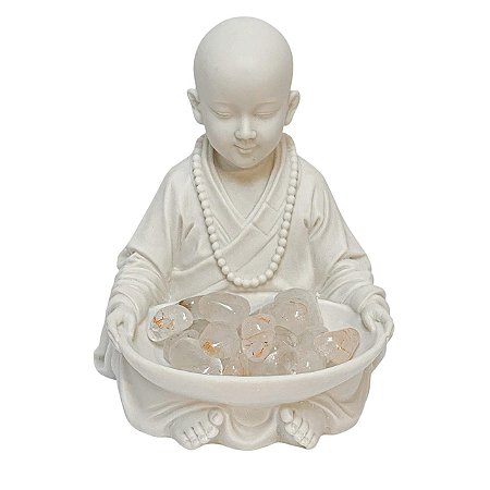 Escultura Luminaria Buda C Pedra Po de Marmore 22x16cm