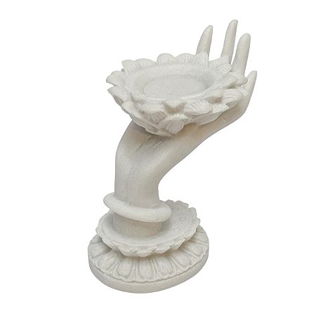 Porta Vela Mao em Po de Marmore 11,5x8x5cm