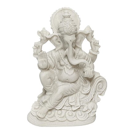 Escultura Ganesha Tulasi em Po de Marmore 13cm
