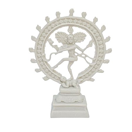 Escultura Shiva Nataraja P Branco em Po de Marmore 18cm