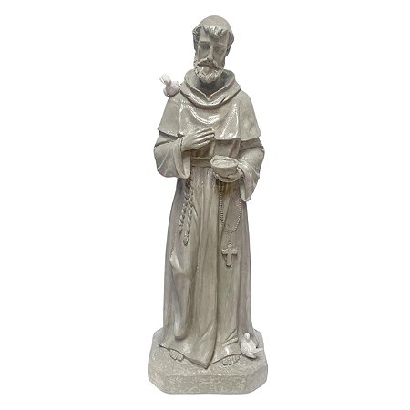 Escultura Sao Francisco em Cimento Queimado 60x21x18 cm