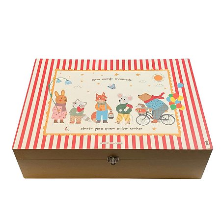 Caixa de Memorias Infantil Meu mundo encantado MDF 10X35CM
