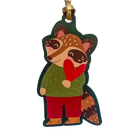 Tag natal guaxinim Amor Amanhã te conto um segredo 12x6,5cm