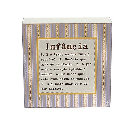 Quadro Box Infancia significado 12x12cm em MDF
