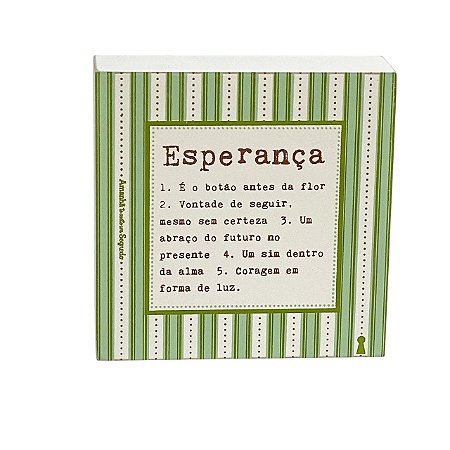 Quadro Box Decorativo Esperanca significado 12x12cm em MDF
