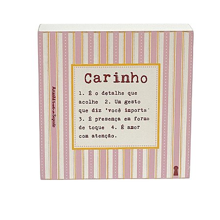 Quadro Box Decorativo Carinho significado 12x12x3,5 em MDF