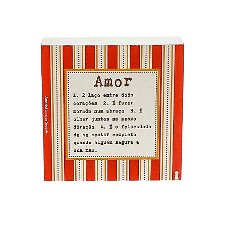 Quadro Box Decorativo Amor Significado 12x12x3,5cm em MDF