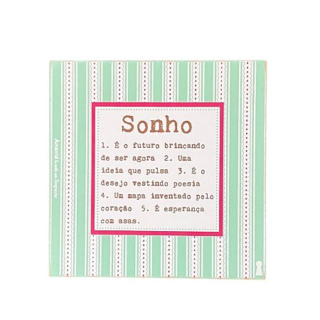 Quadro Box Sonho significado em MDF 12x12x3,5cm