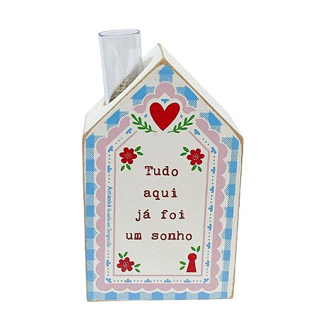 Mini Vaso Casinha Tudo aqui sonho em MDF- Branca 10x6X3cm