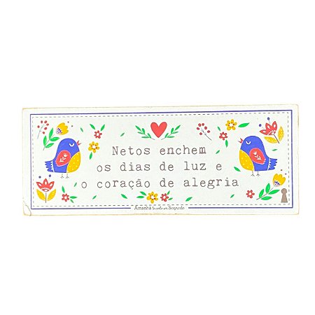 Quadro Box Netos alegria em MDF 6x15x3,5cm
