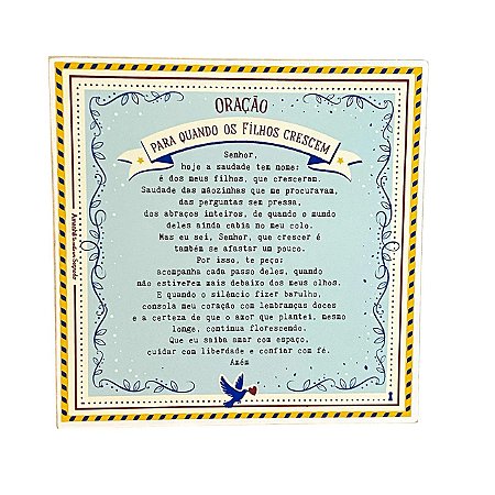 Quadro Box Oracao filhos crescem em MDF 20x20x3cm