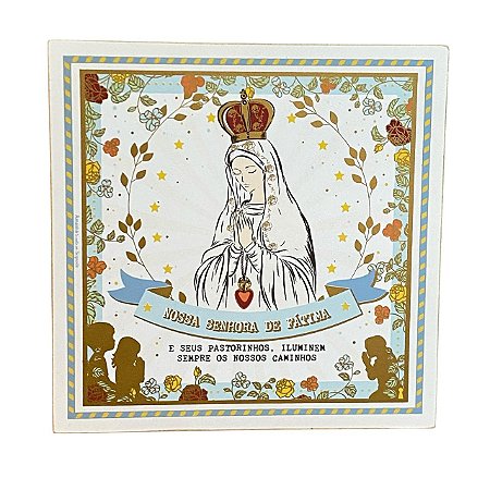 Quadro Box Nossa Senhora Fatima em MDF 20x20x3cm