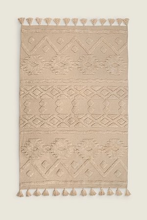 TAPETE ETNICO ALGODAO SUSTENTAVEL RELEVO 1,2X1,8 NATURAL