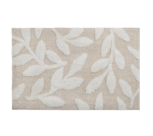 TAPETE FOLHAGEM NEUTRA SOFT 50X80 100% ALGODAO CLO CASA