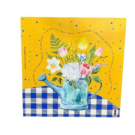 Quadro Box Regador miudezas secretas 40x40cm em MDF