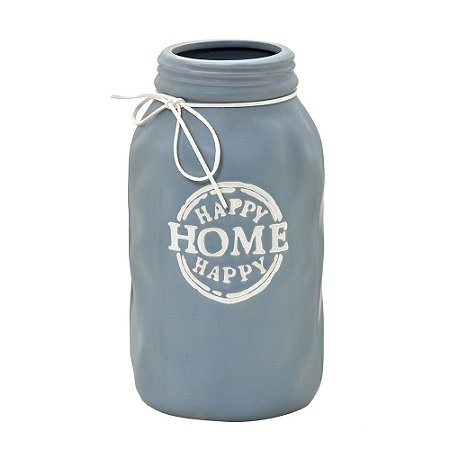 Vaso Cinza Cerâmica Happy Home Happy