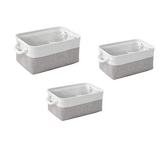 Kit Cesto Organizador Urban Linho e Algodão Cinza P M e G