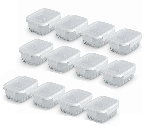 Kit 12 Potes Vidro 720ml Hermético Marmita Forno Refratário