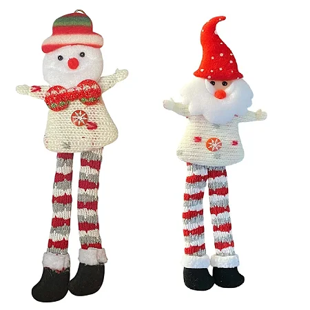 CJ 02 PCS ENFEITE NATALINO NOEL B NEVE PERNAS 24X9CM