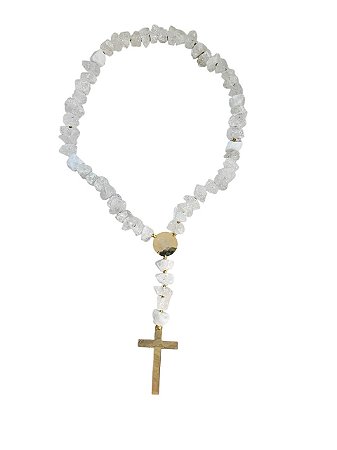 Terço Decorativo Pedras Naturais Cristal 100cm