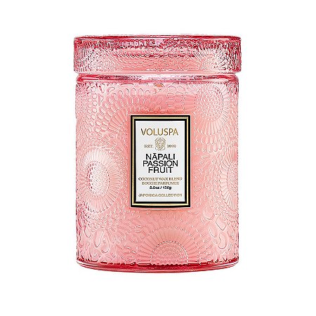 MINI VELA POTE VIDRO 50H RELEVO NAPALI PASSION FRUIT VOLUSPA