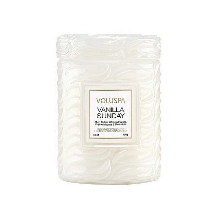 MINI VELA POTE VIDRO 50H RELEVO VANILLA SUNDAY VOLUSPA