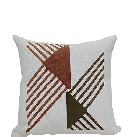 ALMOFADA BORBADA EM ABSTRATO GEOMETRICO EM LINHO  50X50