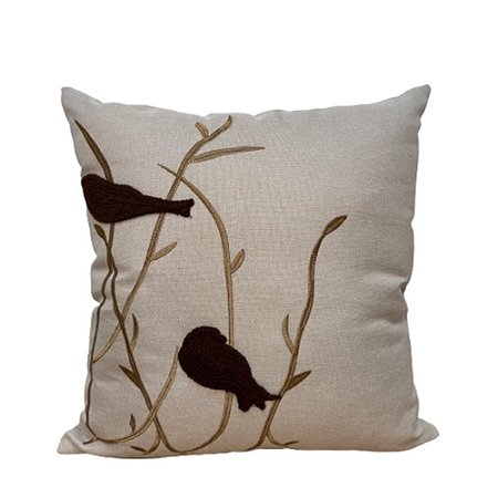 ALMODADA EM LINHO PASSAROS NO GALHO 50X50