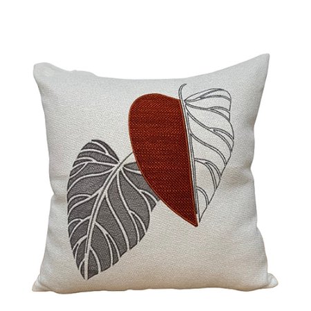 ALMOFADA BORDADA EM LINHO COSTELA DE ADAO BICOLOR 50X50