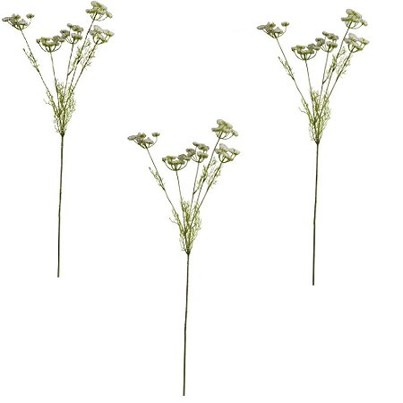 Kit 3 FLORES PERMANENTE HASTE FLOR MIMOSA BRANCA 82 CM
