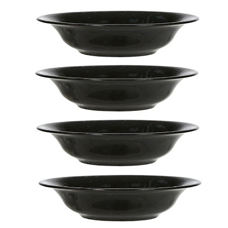 KIT 4 BOWLS EM CERAMICA 16X16CM PRETO FLORARTE