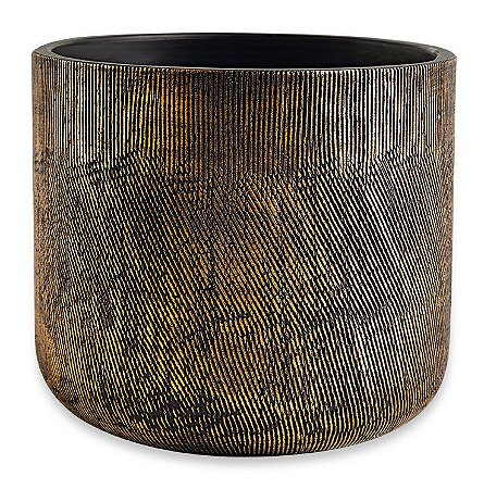 CACHEPOT PRETO E DOURADO EM CIMENTO M