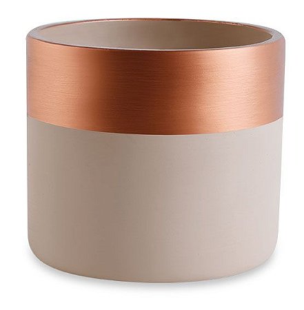 CACHEPOT GEOMETRICO NUDE E COBRE EM CIMENTO