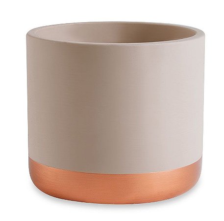 CACHEPOT GEOMETRICO NUDE E COBRE EM CIMENTO M