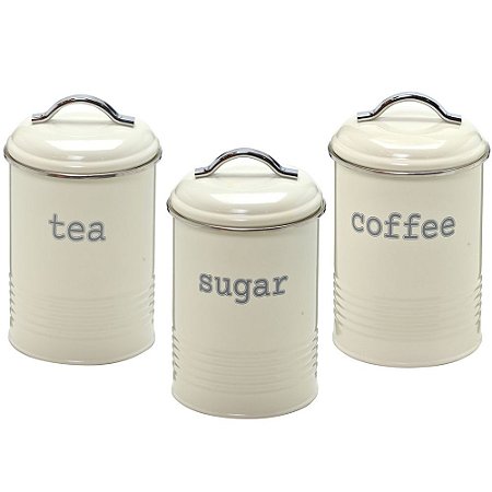 KIT 3 LATAS COM TAMPA ( TEA , COFFEE , SUGAR)