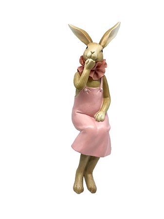 ESCULTURA COELHA SENTADA FEMALE RABBIT ON SHELF