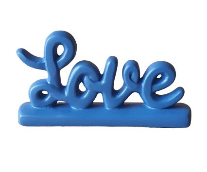 Escultura Mini Love em Ceramica Azul
