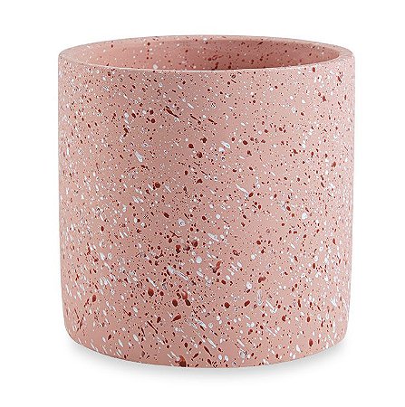 CACHEPOT ROSA EM CIMENTO ESTILO GRANILITE P