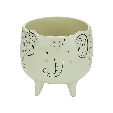 CACHEPOT CERAMICA ELEFANTE BRANCO