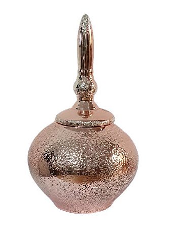 POTICHE ROSE COM TAMPA CRAQUELADO EM CERAMICA