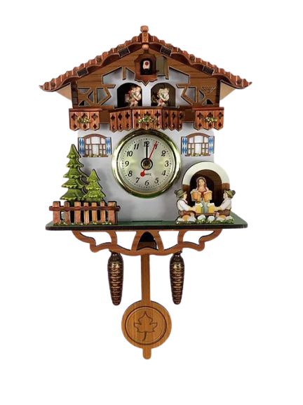 Miniatura Relógio Cuco CHALE DO CHOPP BRANCO Quartzo MDF